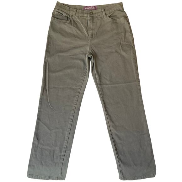 Gloria Vanderbilt Women Amanda Khaki Pants size 10 Short Missy Gray MidRise Slim - Picture 1 of 11